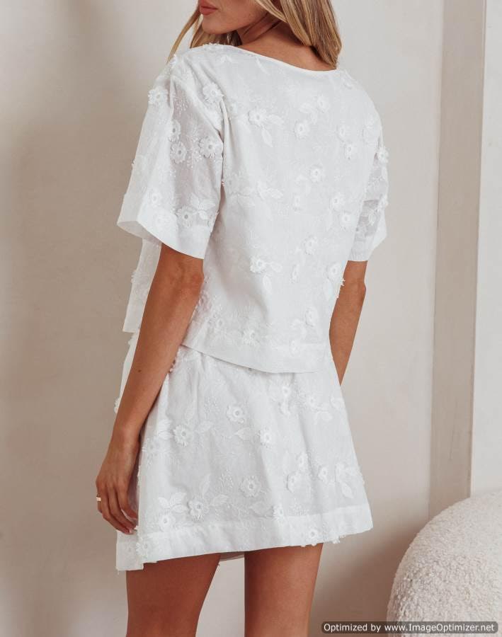 ' Golden Hour' Embroidered Top in white