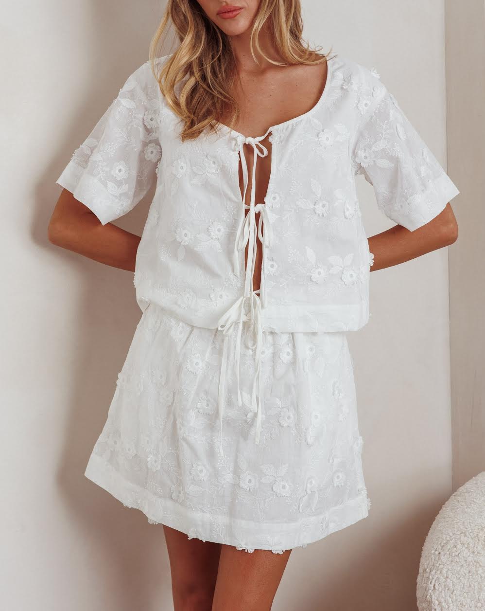' Golden Hour' Embroidered Top in white