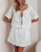 ' Golden Hour' Embroidered Top in white
