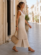 Easem | Women's Sleeveless Soft Crochet Midi Dress
