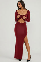 Malena | Ruffle-Trim Cut-Out Bodycon Maxi Dress