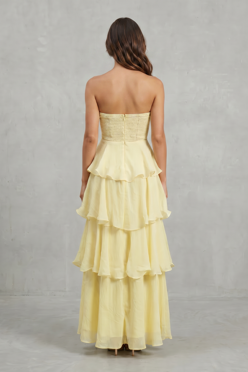 Margaret | Women's Soft Cascading Layers Strapless Tiered Maxi Dress
