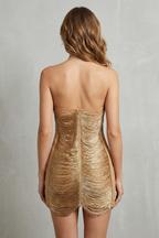 Zarielle | Women's Liquid Gold Shimmer Fringe Mini Dress