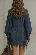 Calvetta | Women's Embroidered Fringe Detail Tunic Mini Dress