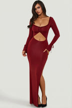 Malena | Ruffle-Trim Cut-Out Bodycon Maxi Dress