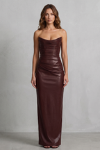 Albienne | Women's Sculpted Faux Leather Maxi Dress