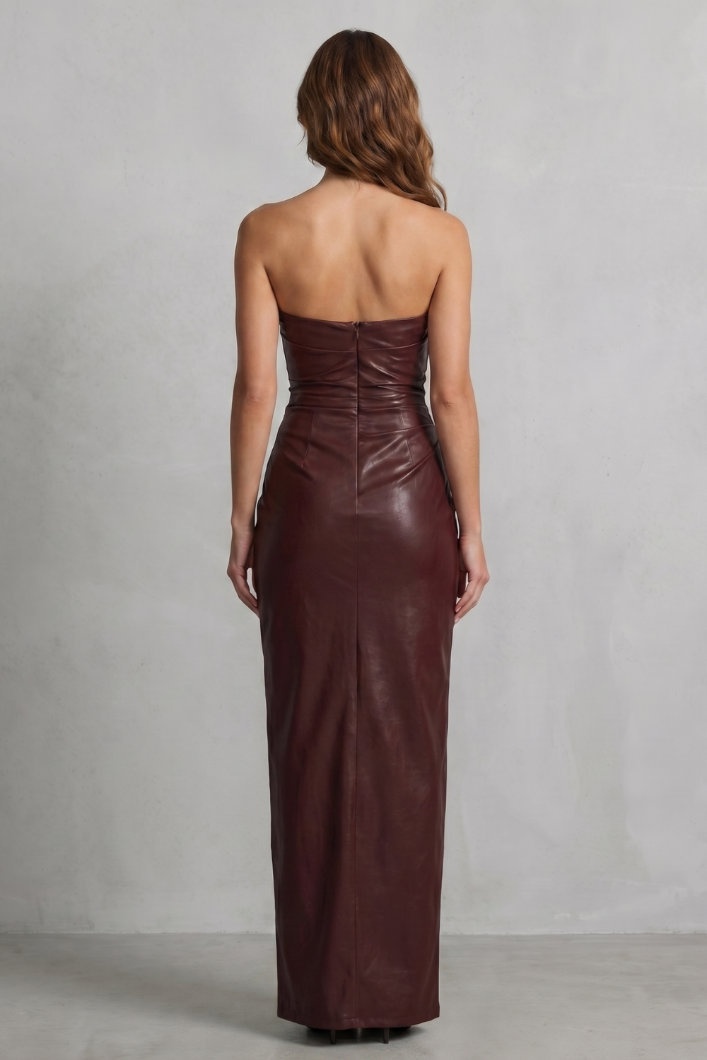 Albienne | Women's Sculpted Faux Leather Maxi Dress