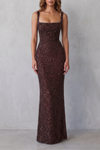 Calanthea | Women's Sequin Sculpt Glamour Maxi Dress