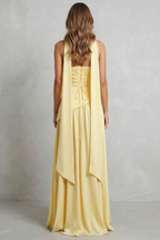 Celestara | Women's Sculpted Draped Slit Strapless Maxi Dress