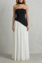 Celestara | Women's Sculpted Draped Slit Strapless Maxi Dress