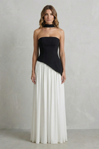 Celestara | Women's Sculpted Draped Slit Strapless Maxi Dress
