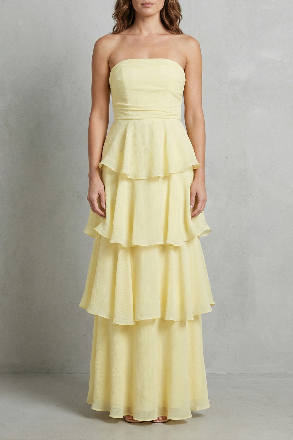 Margaret | Women's Soft Cascading Layers Strapless Tiered Maxi Dress
