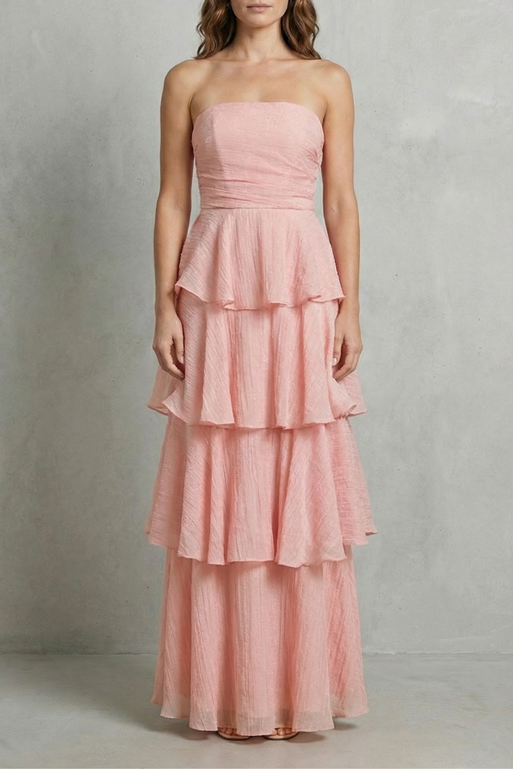 Margaret | Women's Soft Cascading Layers Strapless Tiered Maxi Dress