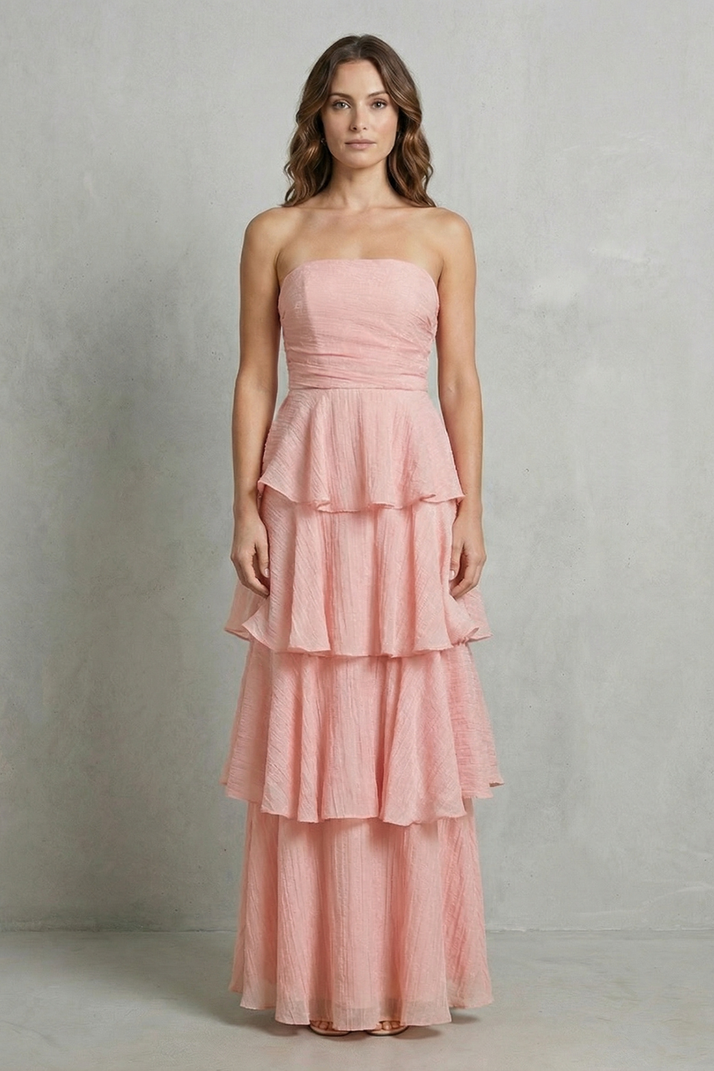 Margaret | Women's Soft Cascading Layers Strapless Tiered Maxi Dress