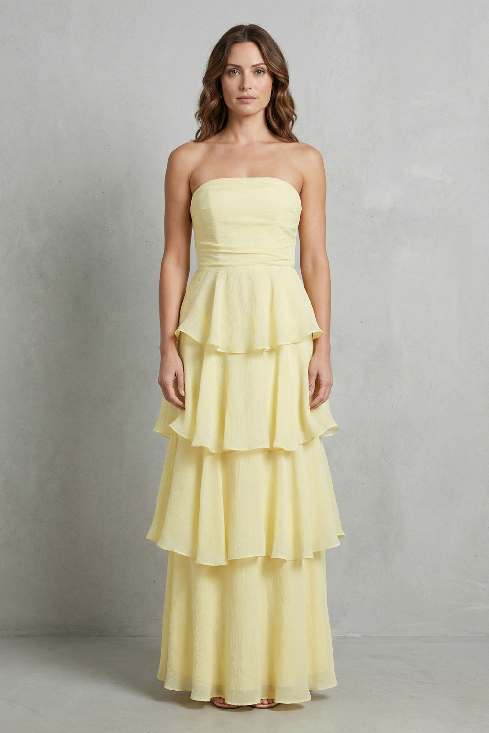 Margaret | Women's Soft Cascading Layers Strapless Tiered Maxi Dress