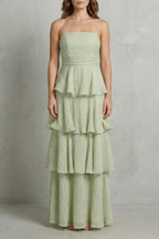 Margaret | Women's Soft Cascading Layers Strapless Tiered Maxi Dress