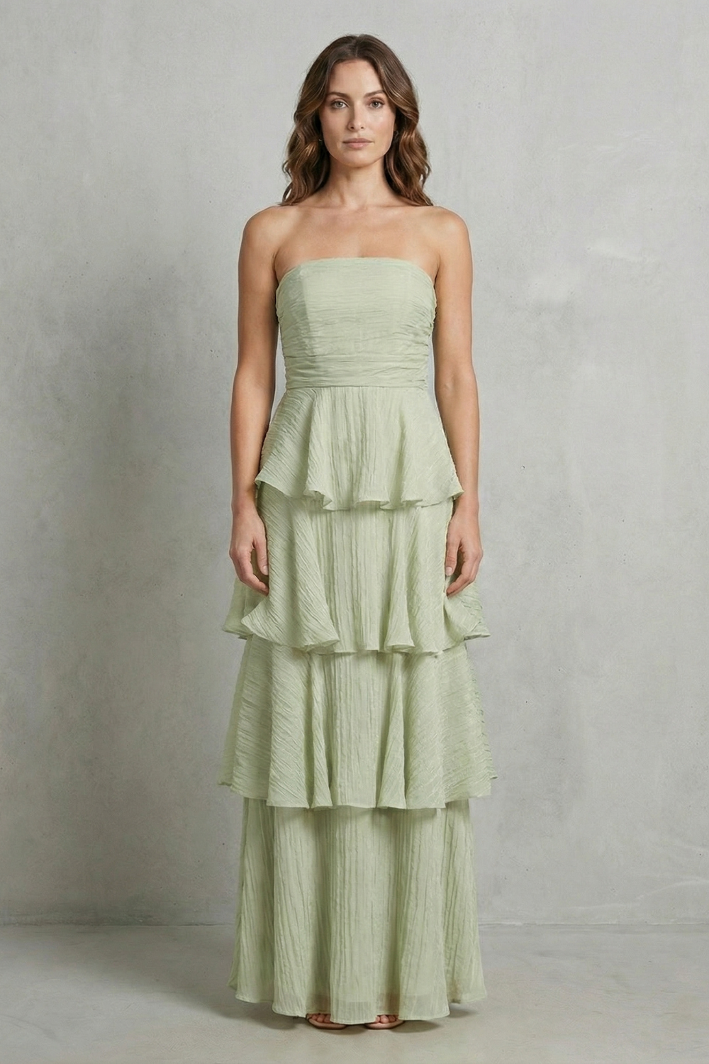 Margaret | Women's Soft Cascading Layers Strapless Tiered Maxi Dress