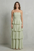 Margaret | Women's Soft Cascading Layers Strapless Tiered Maxi Dress