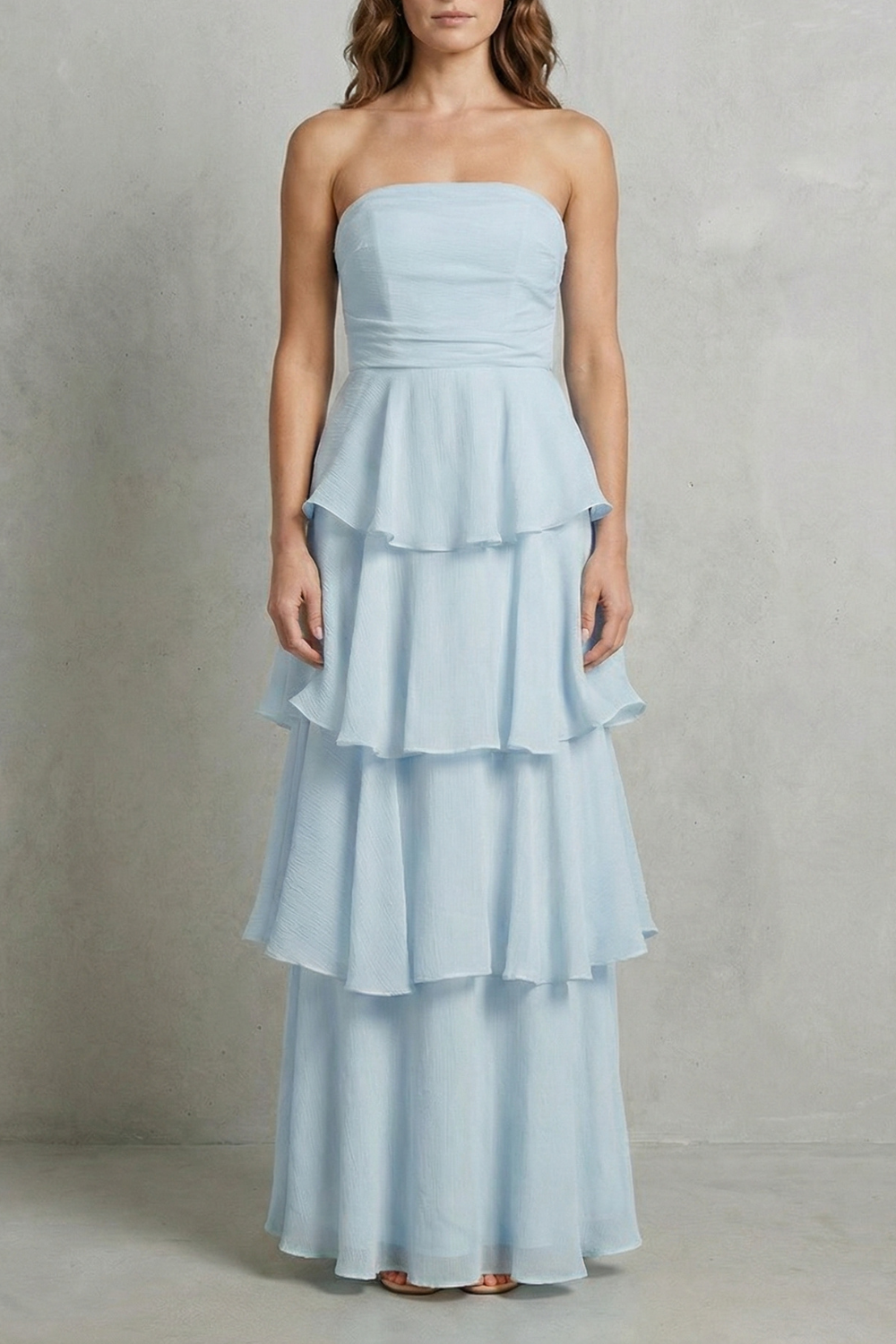 Margaret | Women's Soft Cascading Layers Strapless Tiered Maxi Dress