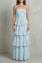 Margaret | Women's Soft Cascading Layers Strapless Tiered Maxi Dress