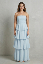 Margaret | Women's Soft Cascading Layers Strapless Tiered Maxi Dress