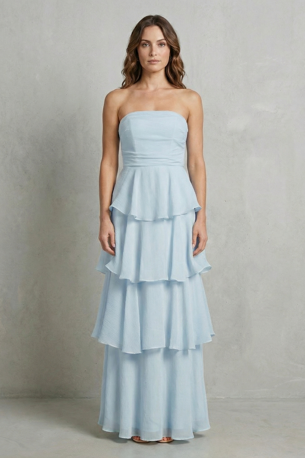 Margaret | Women's Soft Cascading Layers Strapless Tiered Maxi Dress