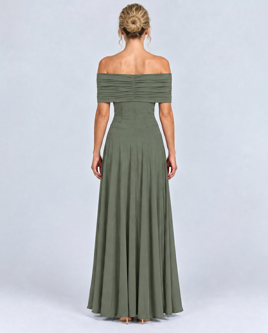 Everly | Off-Shoulder Draped Flowing Maxi Dress