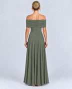 Everly | Off-Shoulder Draped Flowing Maxi Dress