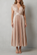 Veloria | Women's Flowing Pleated Elegance Midi Dress
