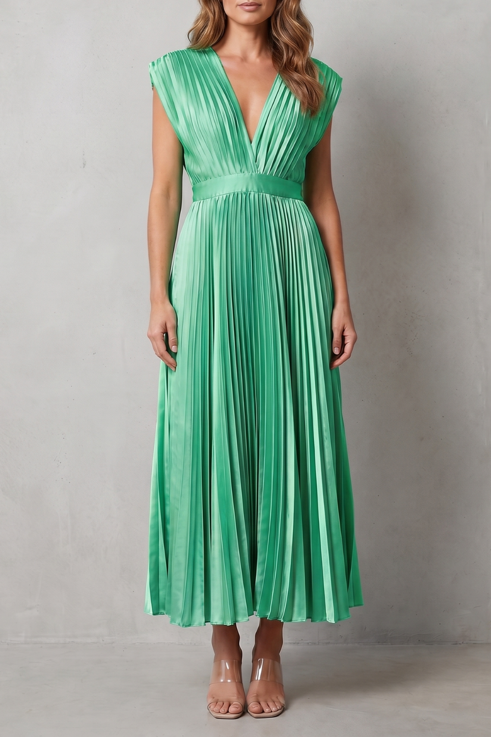 Veloria | Women's Flowing Pleated Elegance Midi Dress