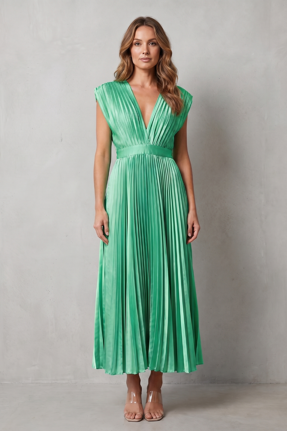 Veloria | Women's Flowing Pleated Elegance Midi Dress