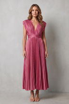 Veloria | Women's Flowing Pleated Elegance Midi Dress
