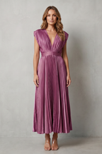 Veloria | Women's Flowing Pleated Elegance Midi Dress