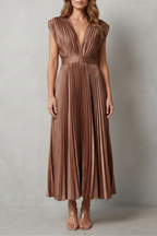 Veloria | Women's Flowing Pleated Elegance Midi Dress