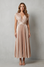 Veloria | Women's Flowing Pleated Elegance Midi Dress