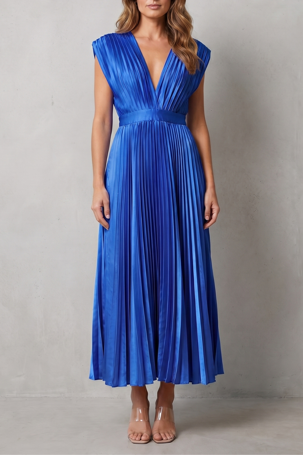 Veloria | Women's Flowing Pleated Elegance Midi Dress