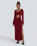 Malena | Ruffle-Trim Cut-Out Bodycon Maxi Dress