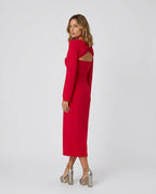 Celeste | Long Sleeve Crossover Front Knot Midi Dress