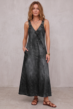 Long Denim Shirt Dress with Button Front for Women
