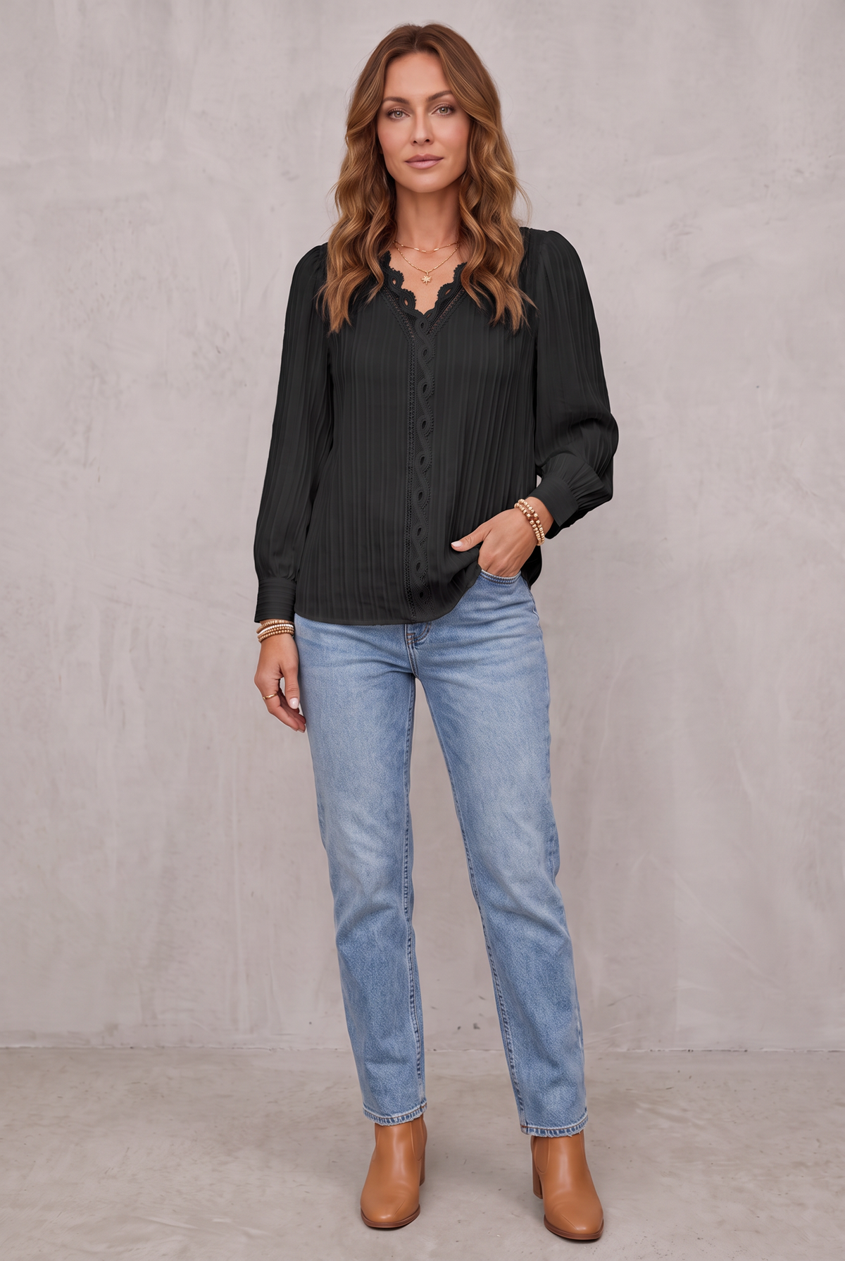 Alison | Women's Blouse - Pleated Comfortable Fit