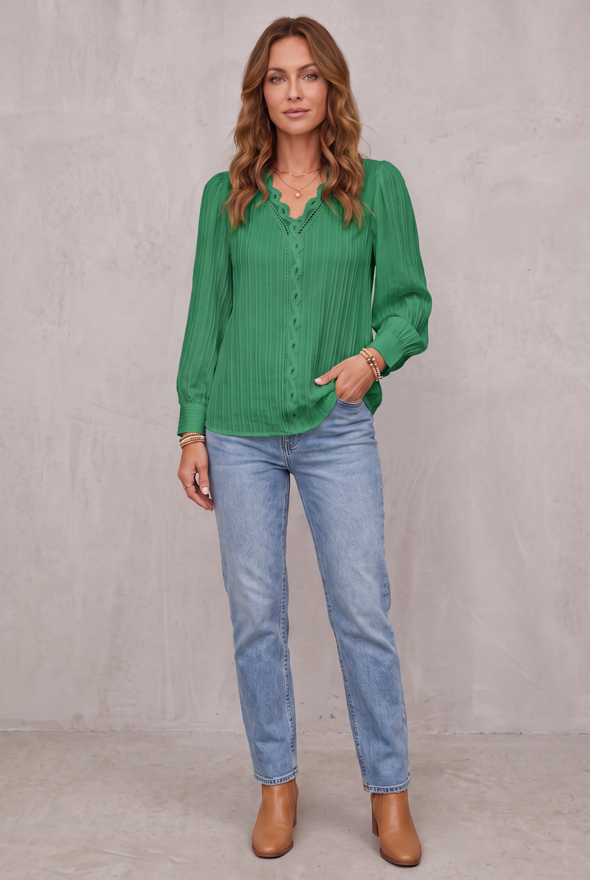 Alison | Women's Blouse - Pleated Comfortable Fit