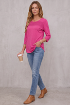 Mona | Pleated 3/4 Sleeve Top