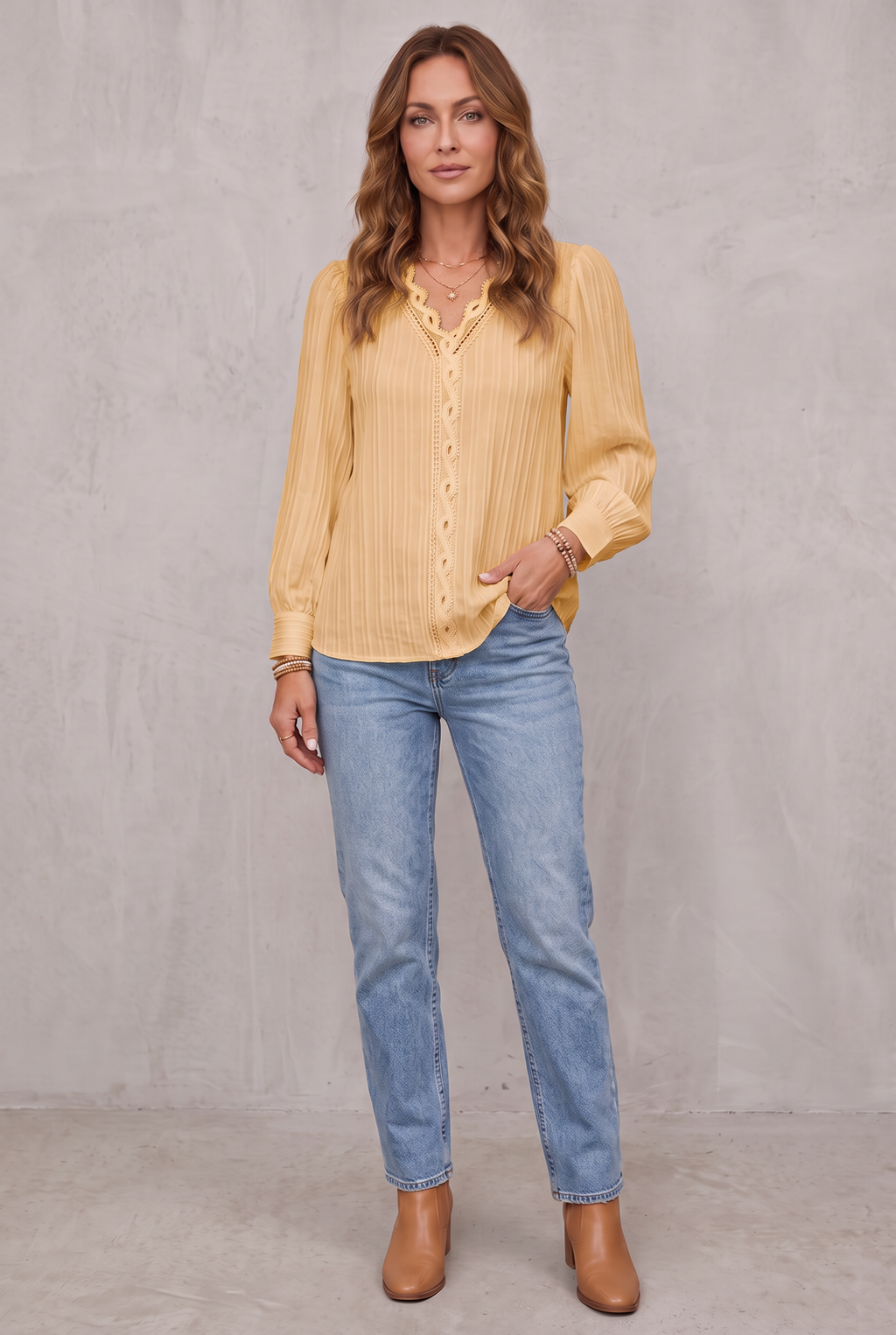 Alison | Women's Blouse - Pleated Comfortable Fit