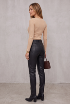 Elise Laurent | Ribbed Button Long Sleeve Top For Women