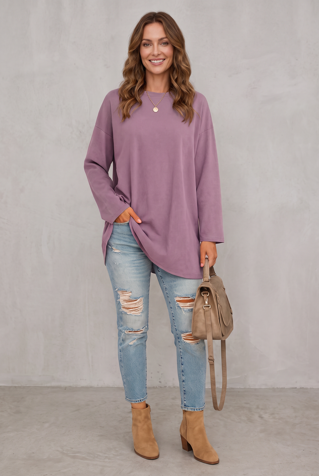 Sophie Laurent | Relaxed Long Sleeve Tunic Top For Women