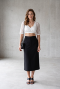 Brooke Ellery | White Lace Crop Top With Half Sleeves For Women