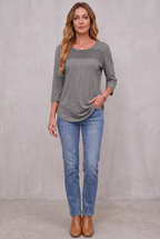 Mona | Pleated 3/4 Sleeve Top
