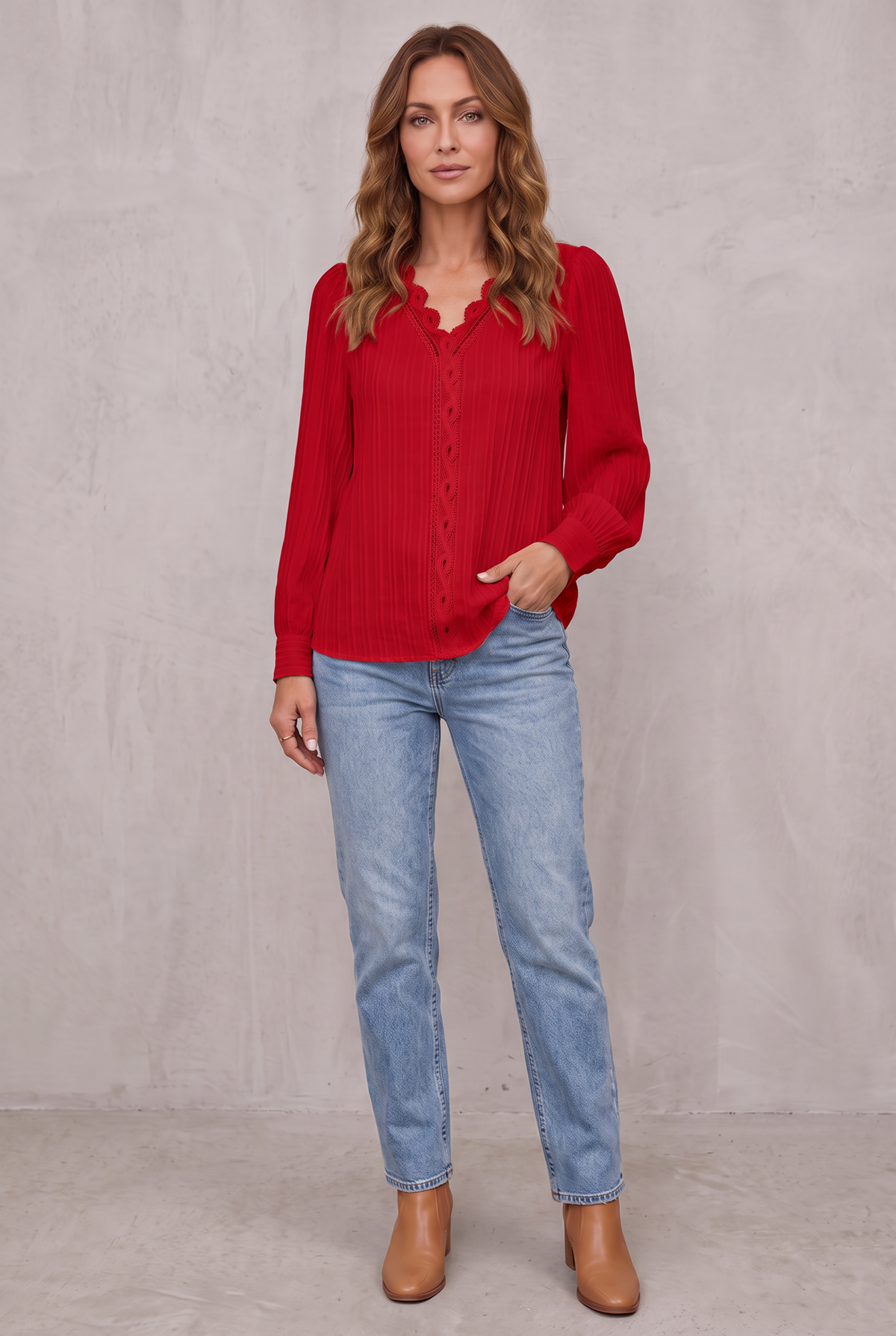 Alison | Women's Blouse - Pleated Comfortable Fit