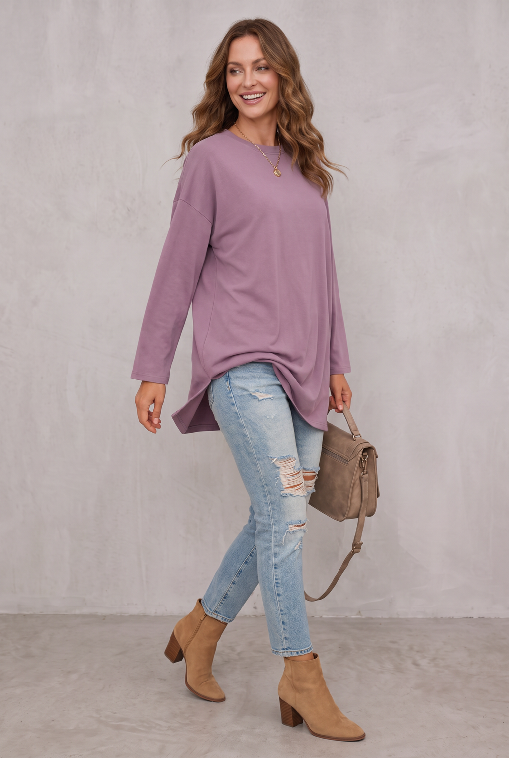 Sophie Laurent | Relaxed Long Sleeve Tunic Top For Women