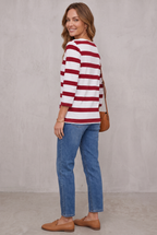 Ruby Sanders | Striped V-Neck Top With ¾ Sleeves For Women